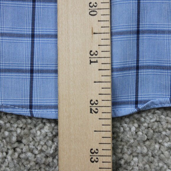 Nordstrom Shirt Mens 17, 34/35 Blue Smartcare Wrinkle-Free Cotton Trim Fit L/S - Picture 12 of 13